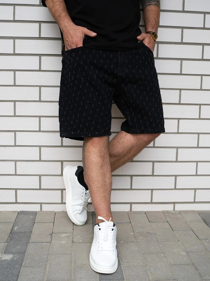 Spodenki szorty męskie jeans Jigga Wear Small Outline Crown Dots czarne