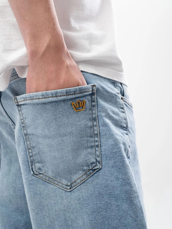 Spodenki szorty męskie jeans Jigga Wear Small Outline Crown jasne niebieskie