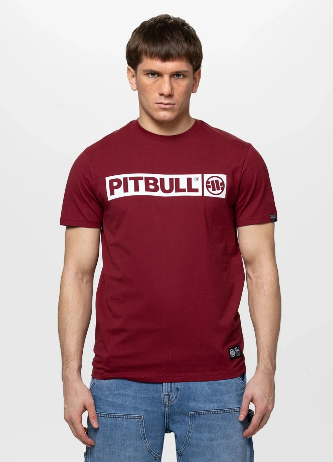 Koszulka męska T-Shirt Pitbull Hilltop bordowa burgundowa