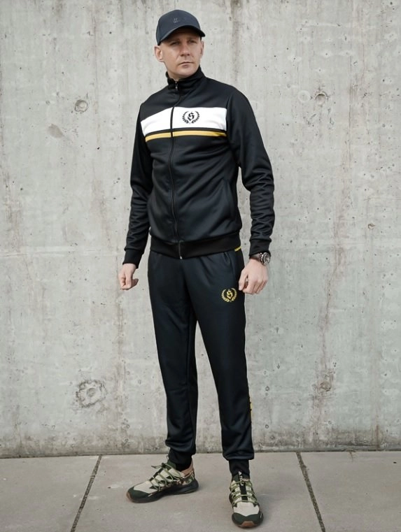 Spodnie dresowe męskie Środowisko Miejskie Laur Poliester czarno/żółte