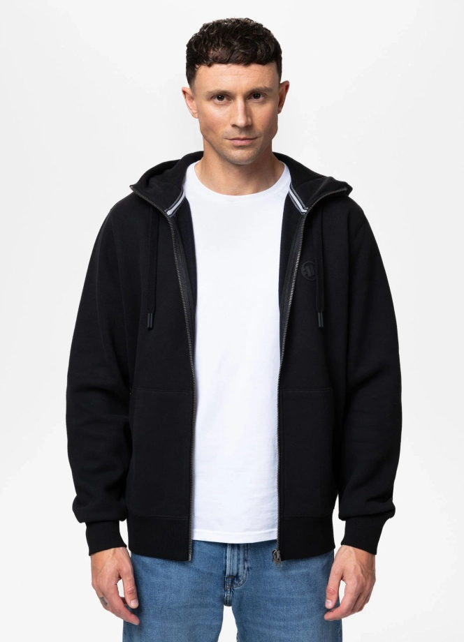 Bluza męska rozpinana z kapturem Pit Bull Hilltop czarno/czarna