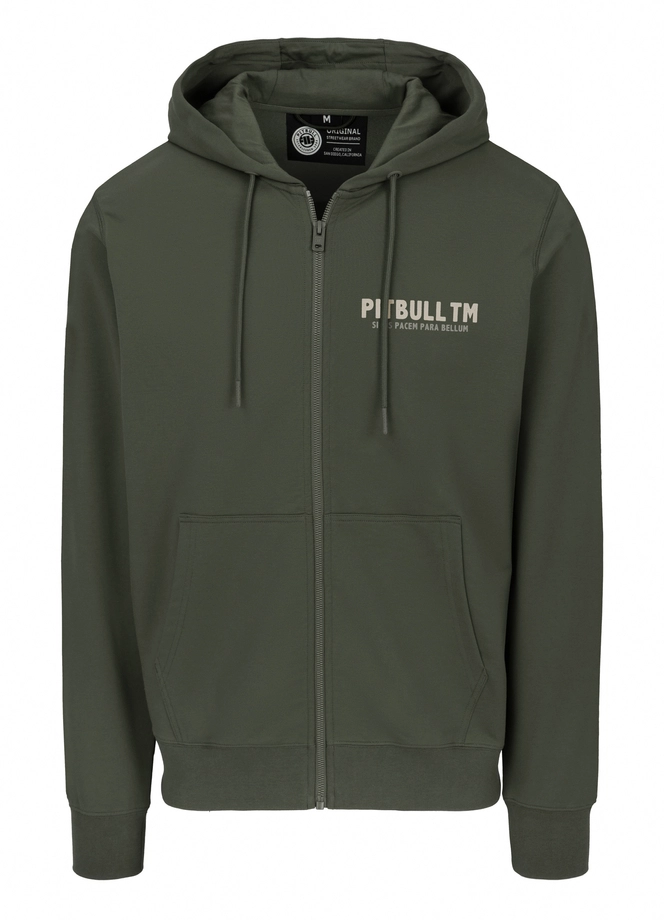 Bluza męska z kapturem Pitbull Pit Bull Para Bellum ZIP zielona