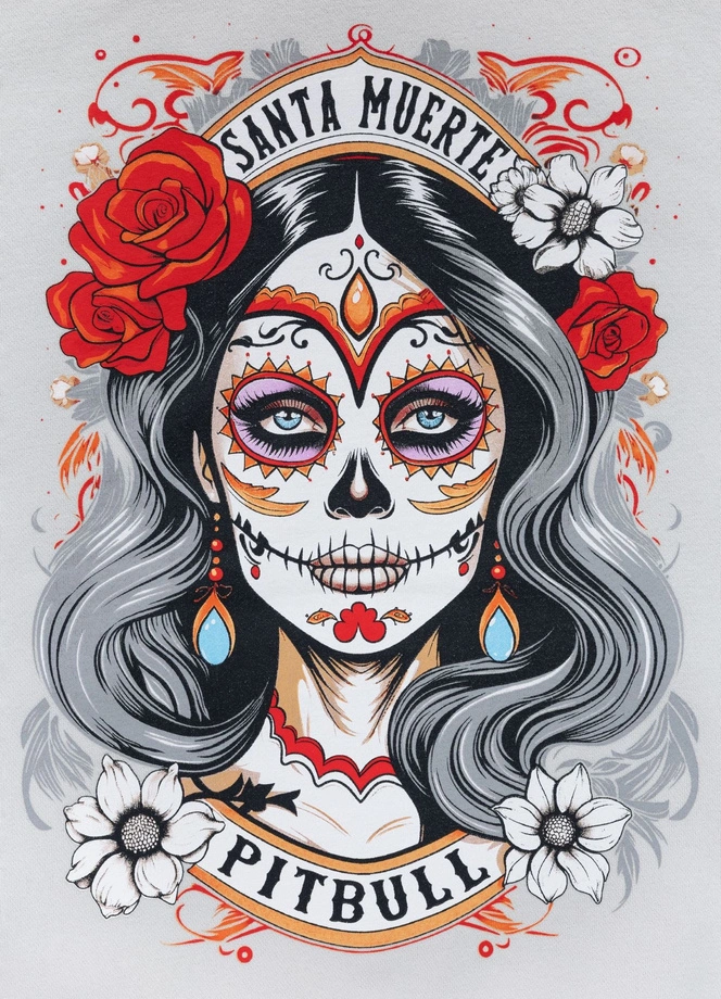 Bluza damska rozpinana z kapturem Pitbull Washed Santa Muerte biała