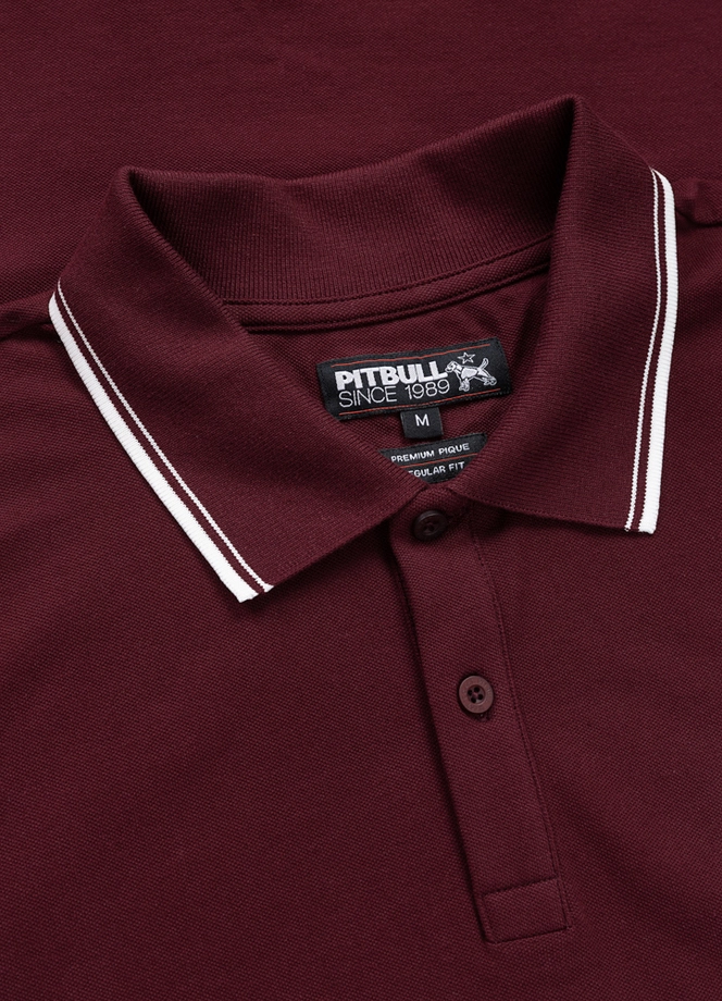 Koszulka męska Polo Pitbull Pique Stripes Regular ciemno bordowa