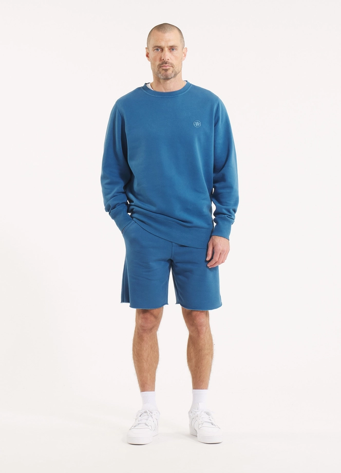 Bluza męska bez kaptura Pitbull Pit Bull Lancaster 2 Washed niebieska