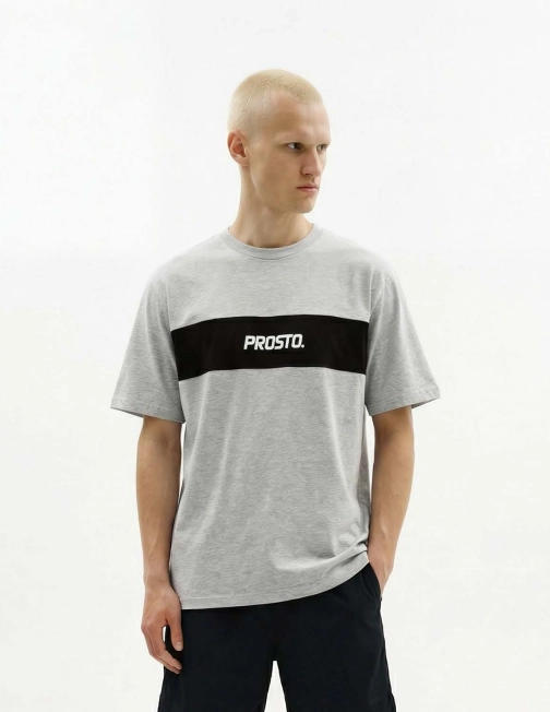 Koszulka męska t-shirt Prosto Root szaro/czarna