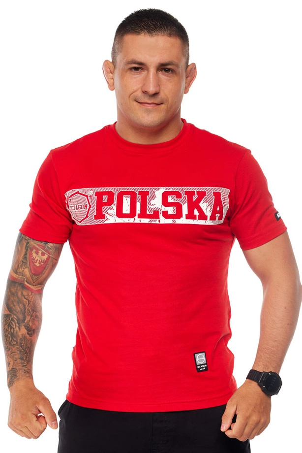 Koszulka męska T-shirt Octagon Logo Polska czerwona