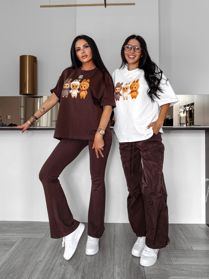 Koszulka damska T-shirt Olavoga Heart Side brązowa