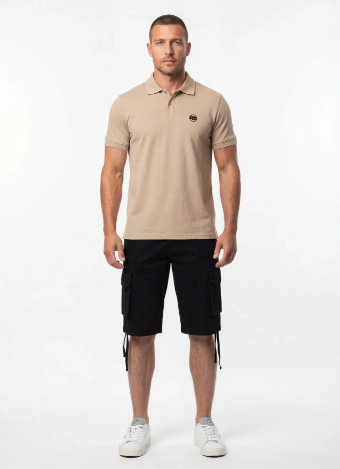 Koszulka męska Polo Pitbull Jersey Slim Fit Small Logo beżowa