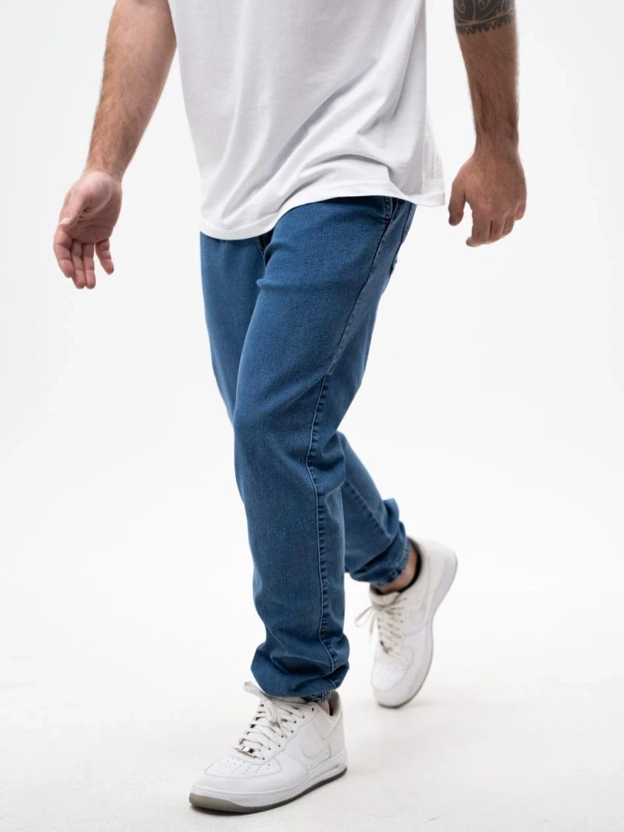 Spodnie Jeans Jogger męskie Jigga Wear Crown Pool Blue jasne niebieskie
