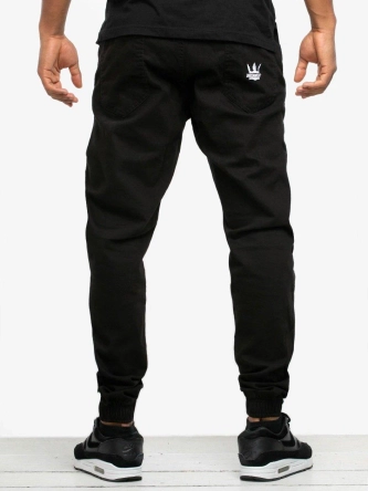 Spodnie męskie Materiałowe Jogger Jigga Wear Crown Stitch czarne/białe