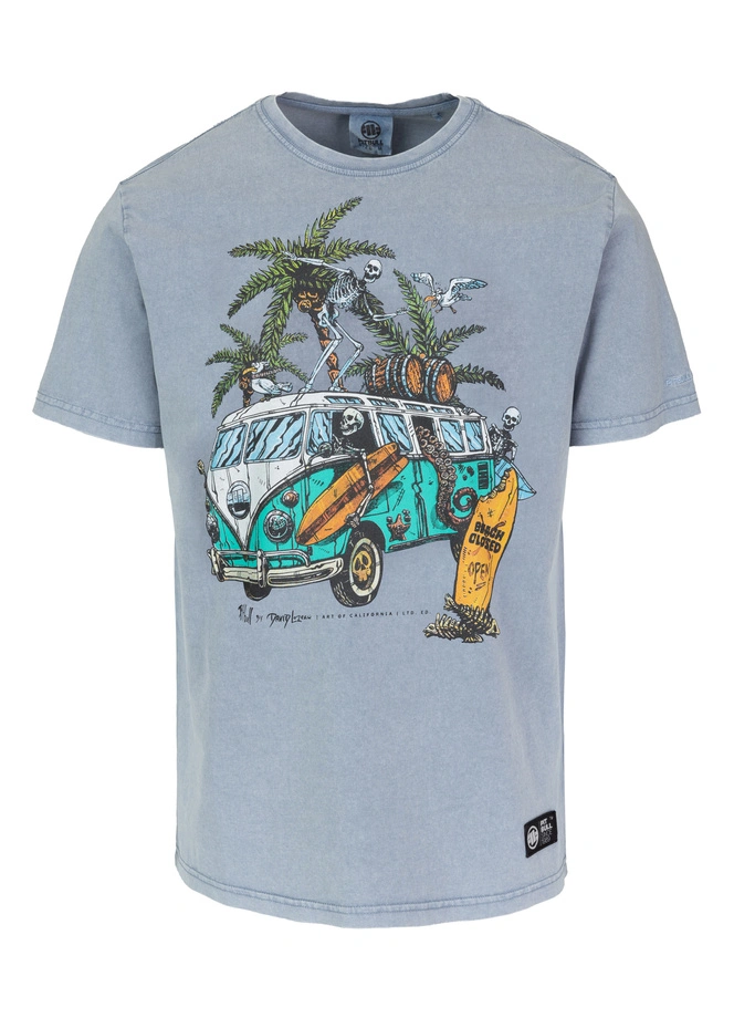 Koszulka męska T-Shirt Pit Bull Pitbull Open Beach sprany niebieski