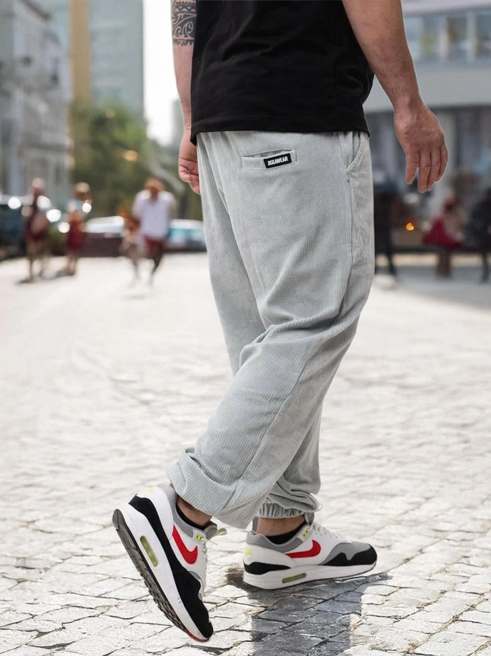 Spodnie męskie sztruksowe Jogger Jigga Wear Cord szare