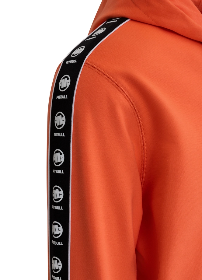 Bluza męska z kapturem Pitbull Pit Bull Tape Nugget ZIP łososiowa pomarańczowa