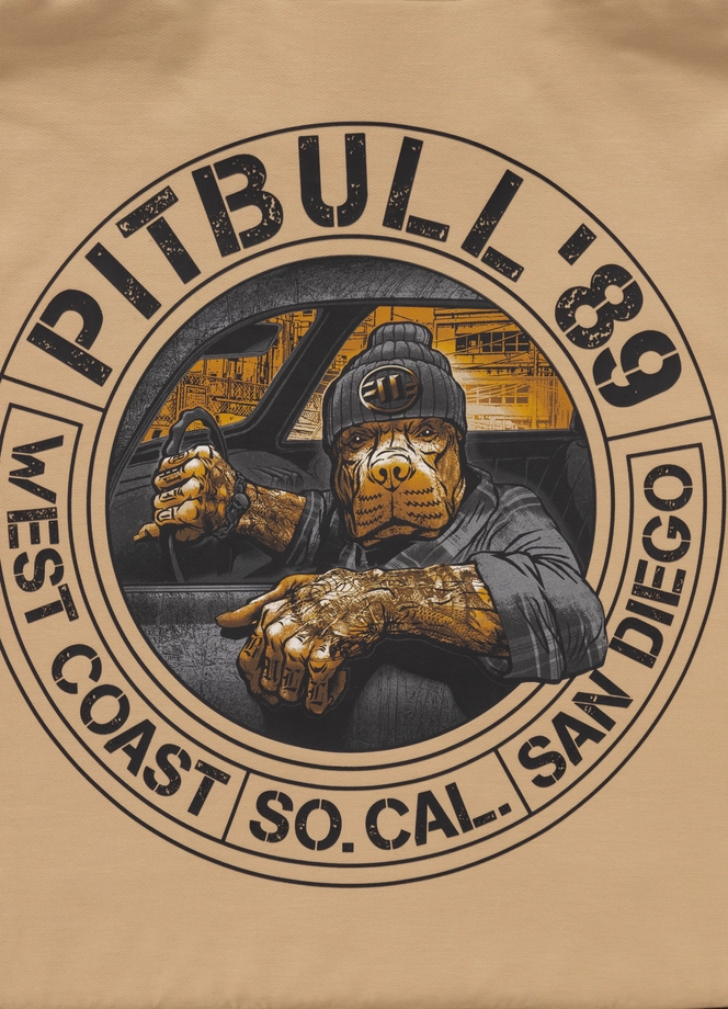 Bluza męska z kapturem Pitbull Pit Bull Driving beżowa
