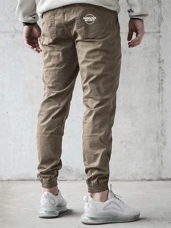 Spodnie materiałowe męskie jogger Środowisko Miejskie Classic Icon beżowe