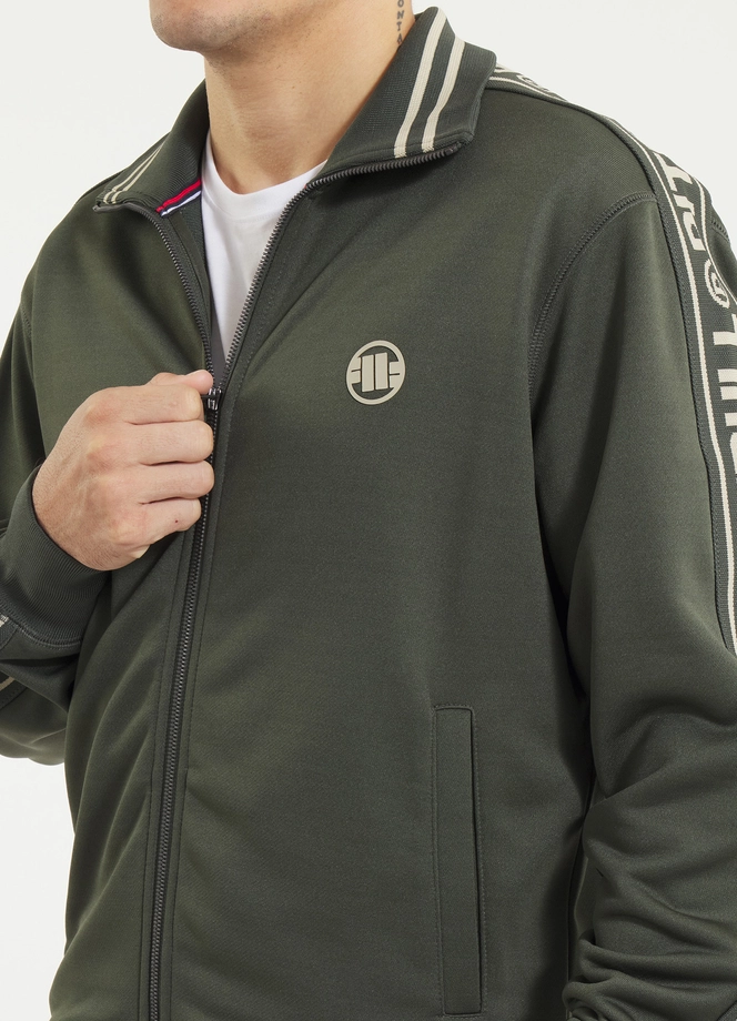 Bluza męska rozpinana Pitbull Pit Bull Tape Logo 25 Trackjacket zielona