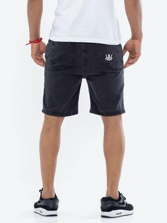 Spodenki szorty męskie jeans Jigga Wear Crown Pocket sprane czarne