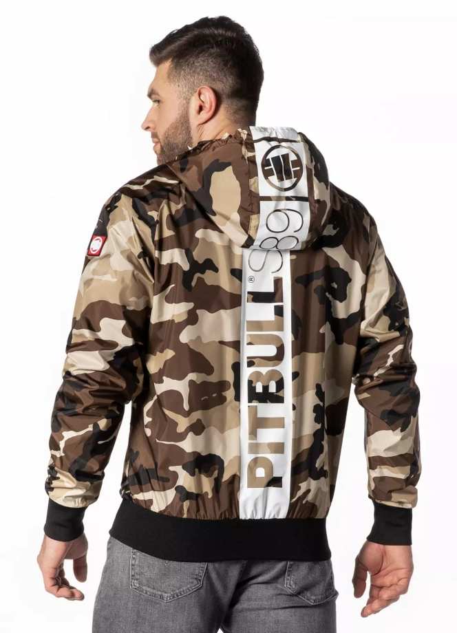 Kurtka męska wiosenna przejściowa Pit Bull Athletic Hilltop Nylon Jacket wiatrówka piaskowe camo