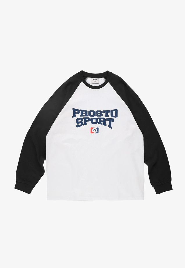 Koszulka longsleeve męski oversize Prosto Harvard biała/granatowa