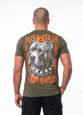 Koszulka męska T-Shirt Pitbull West Coast Blacky oliwkowa zielona