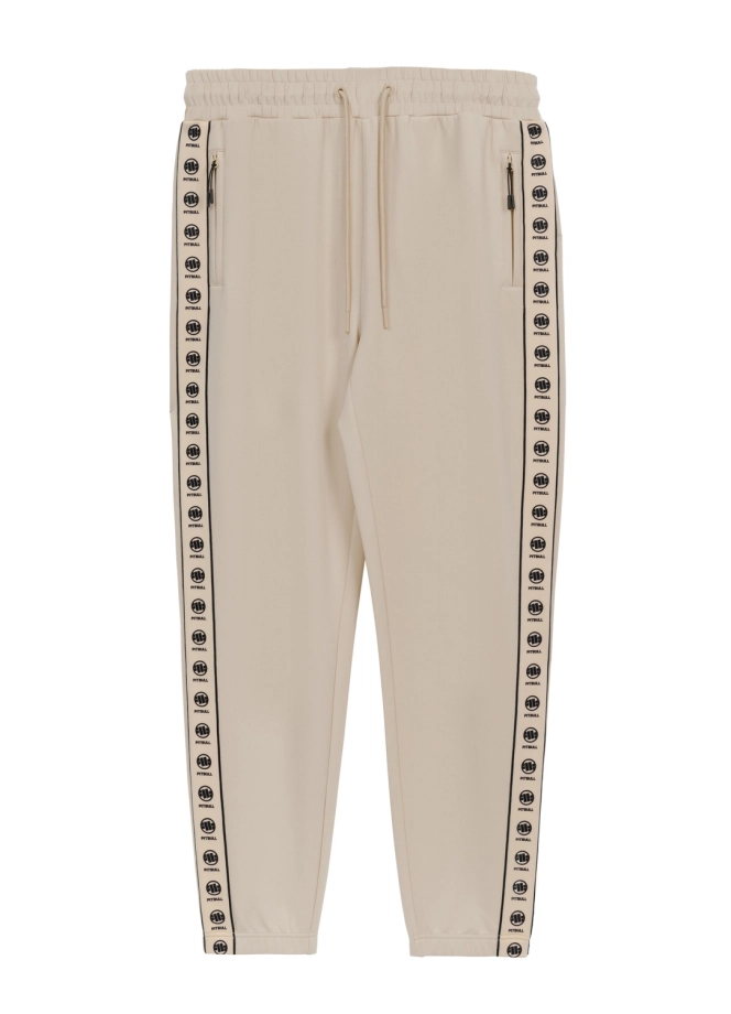 Komplet dresowy męski Pitbull Pit Bull Powers off-white kremowy