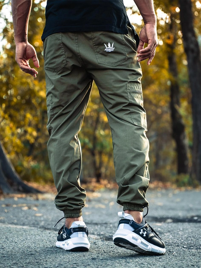 Spodnie męskie Materiałowe Jogger Bojówki Jigga Wear Crown Ripstop Cargo khaki zielone