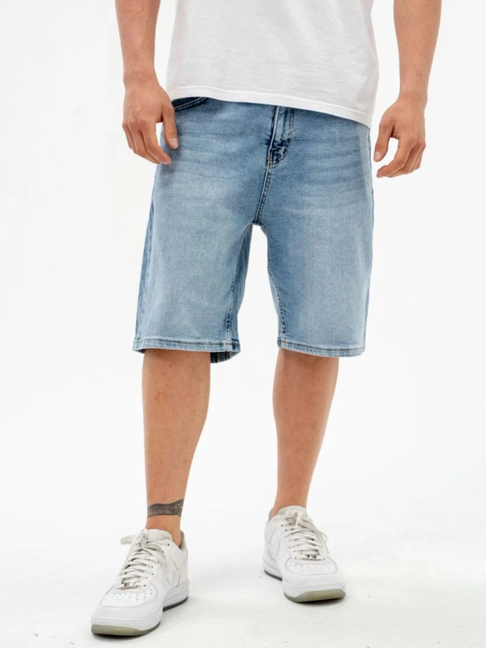 Spodenki szorty męskie jeans Jigga Wear Small Outline Crown jasne niebieskie