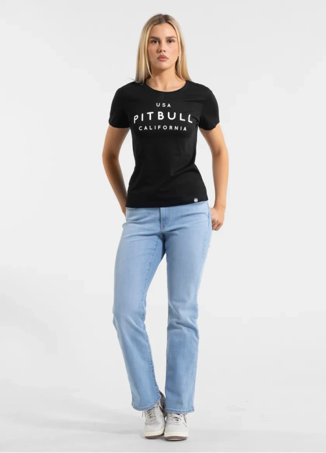 Koszulka t-shirt damska Pit Bull Pitbull USA CAL czarna