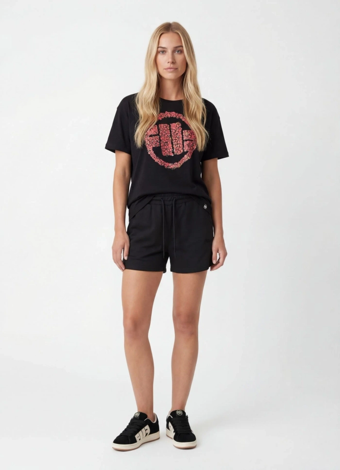 Koszulka t-shirt damska Pit Bull Pitbull Logo Hearts oversize czarna