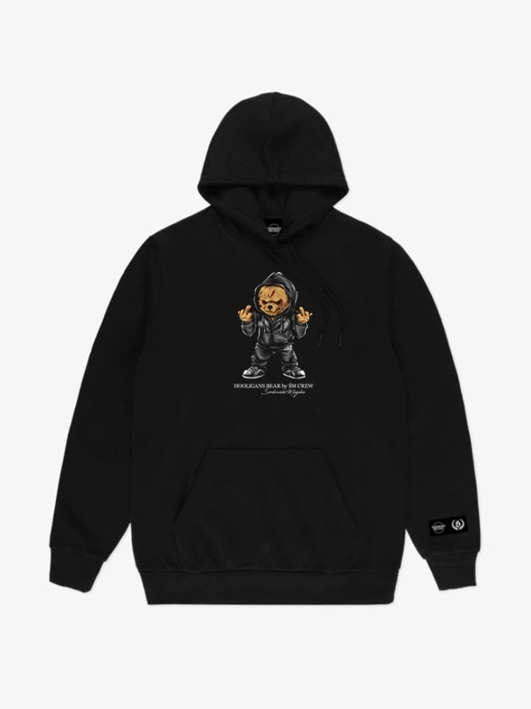 Bluza męska z kapturem Środowisko Miejskie Hooligans Bear czarna