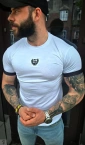 Koszulka męska t-shirt FURIA Haft Muscle Fit biała
