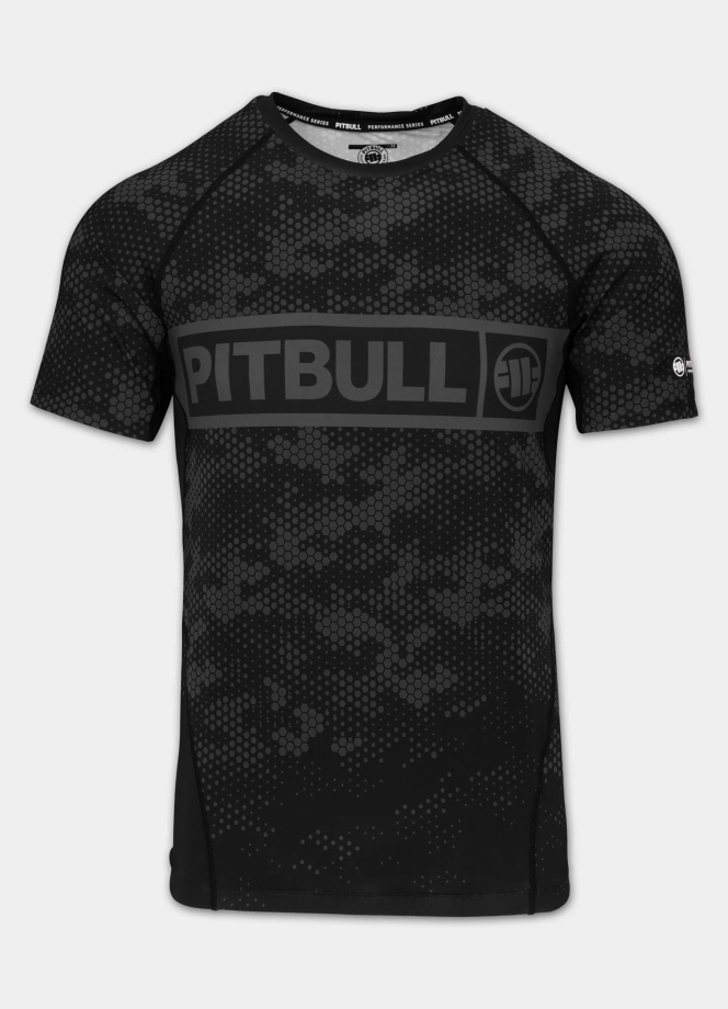 Koszulka męska rashguard Pitbull Hex Camo Hilltop czarna