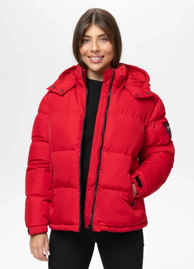 Kurtka damska zimowa z kapturem Pit Bull Cleo Hooded Jacket czerwona