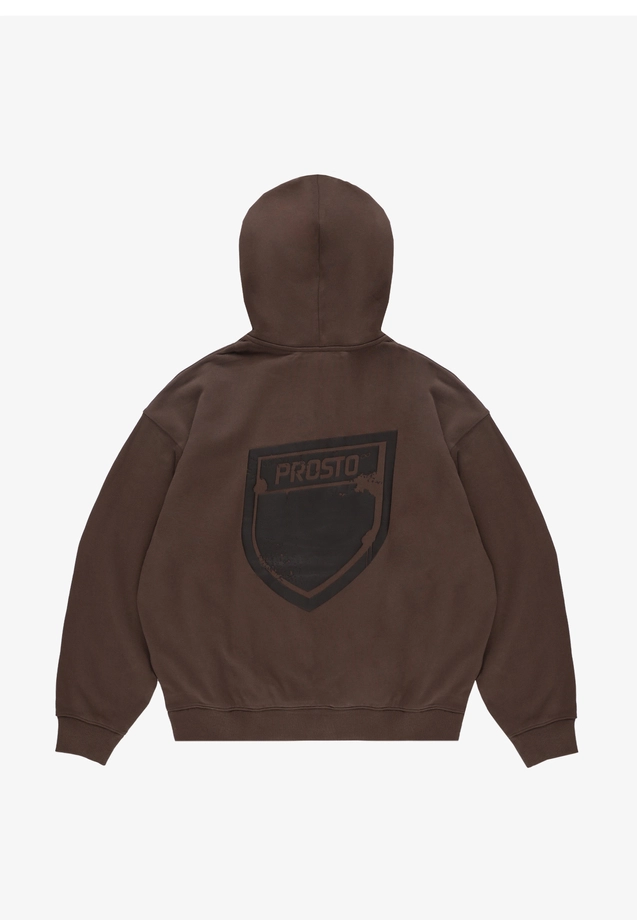Bluza męska z kapturem oversize Prosto Splash Shield Mini brązowa
