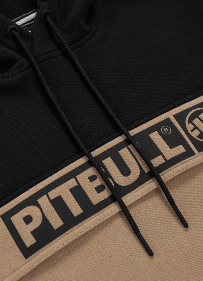 Bluza męska z kapturem Pitbull Pit Bull Terry Two-Color Hilltop hooded czarna/beżowa