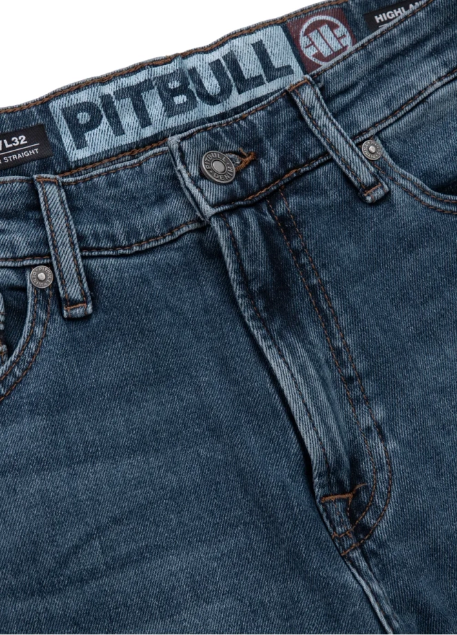 Spodenki szorty jeans męskie Pitbull Medium Wash Highlander niebieskie