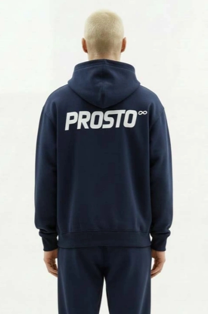 Bluza męska z kapturem half-zip Prosto Big Log Infinity granatowa
