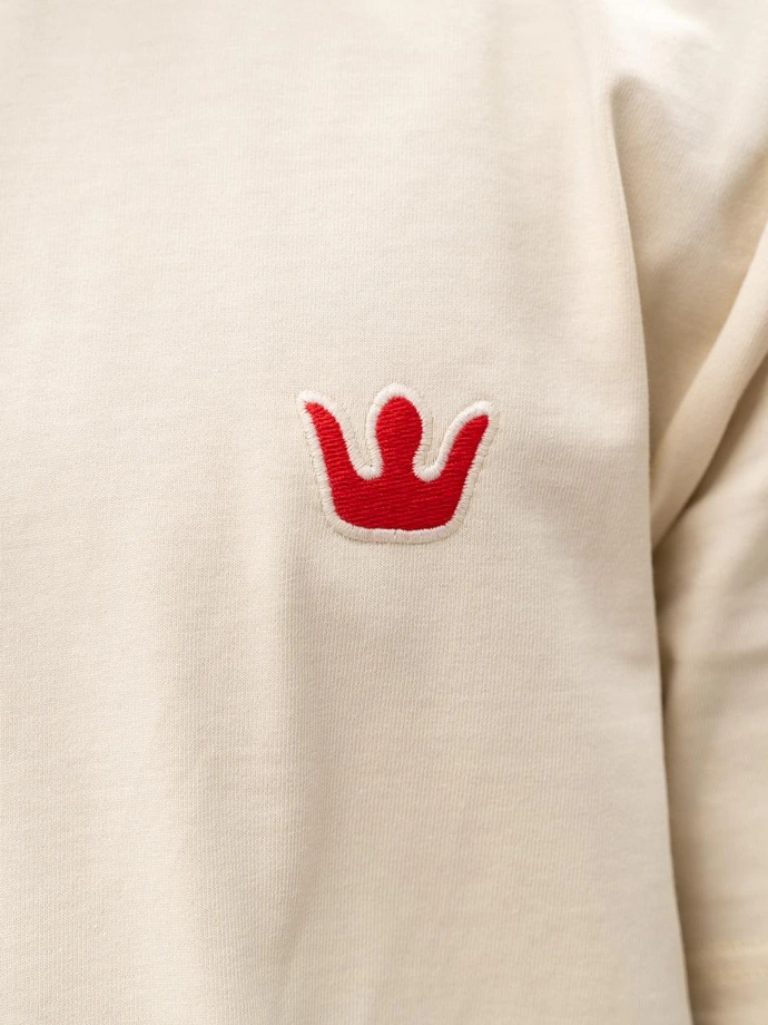 Koszulka t-shirt męski Jigga Wear Haft Simple Crown beżowa