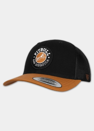 Czapka z daszkiem Snapback Trucker Pit Bull Pitbull San Diego CA czarno/pomarańczowa