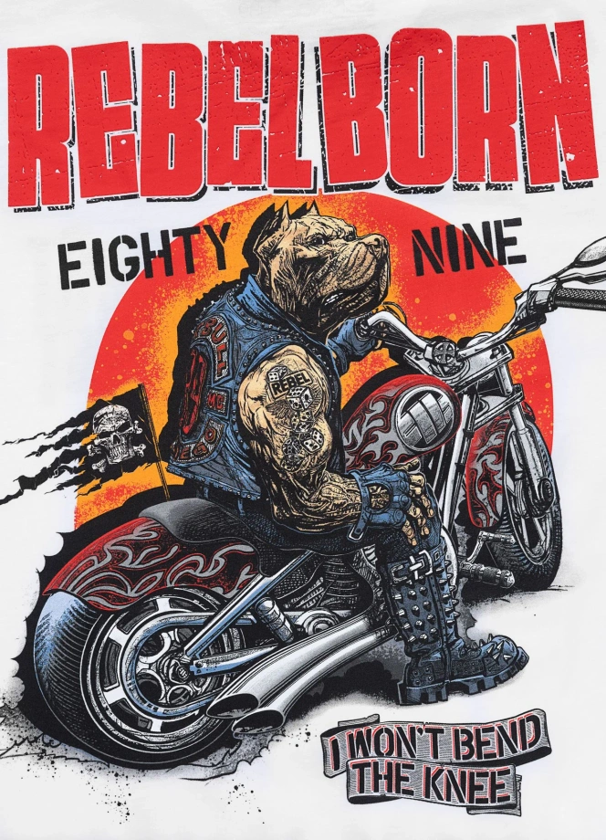 Koszulka męska T-Shirt Pit Bull Rebel Born biała