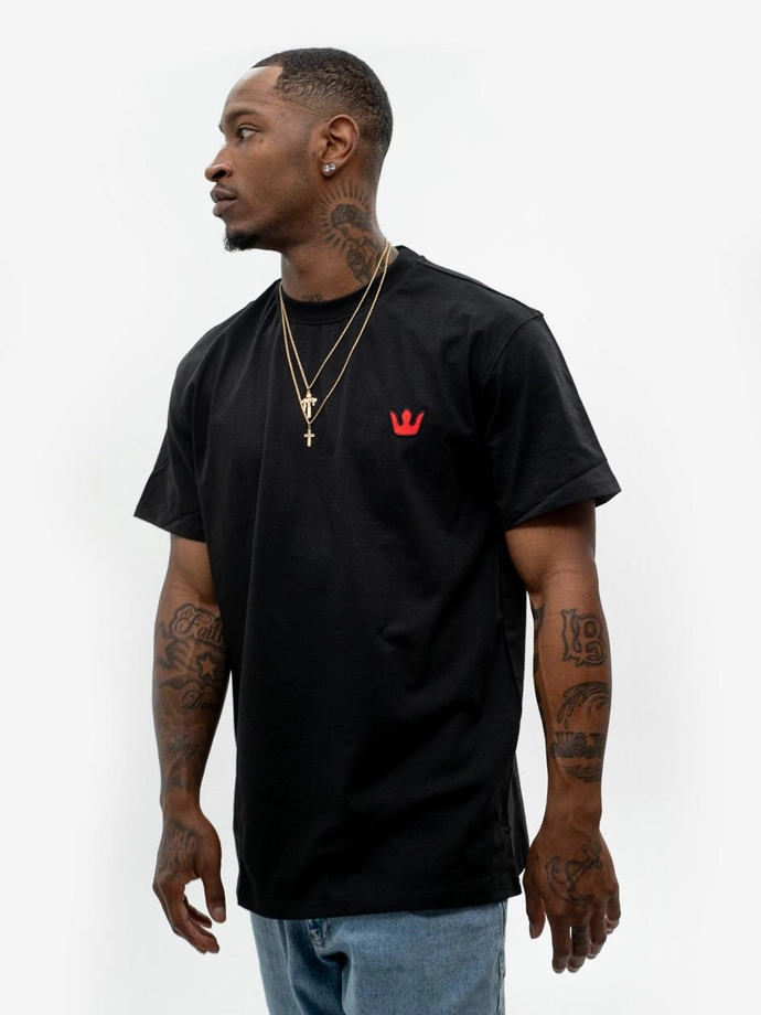 Koszulka t-shirt męski Jigga Wear Haft Simple Crown czarna