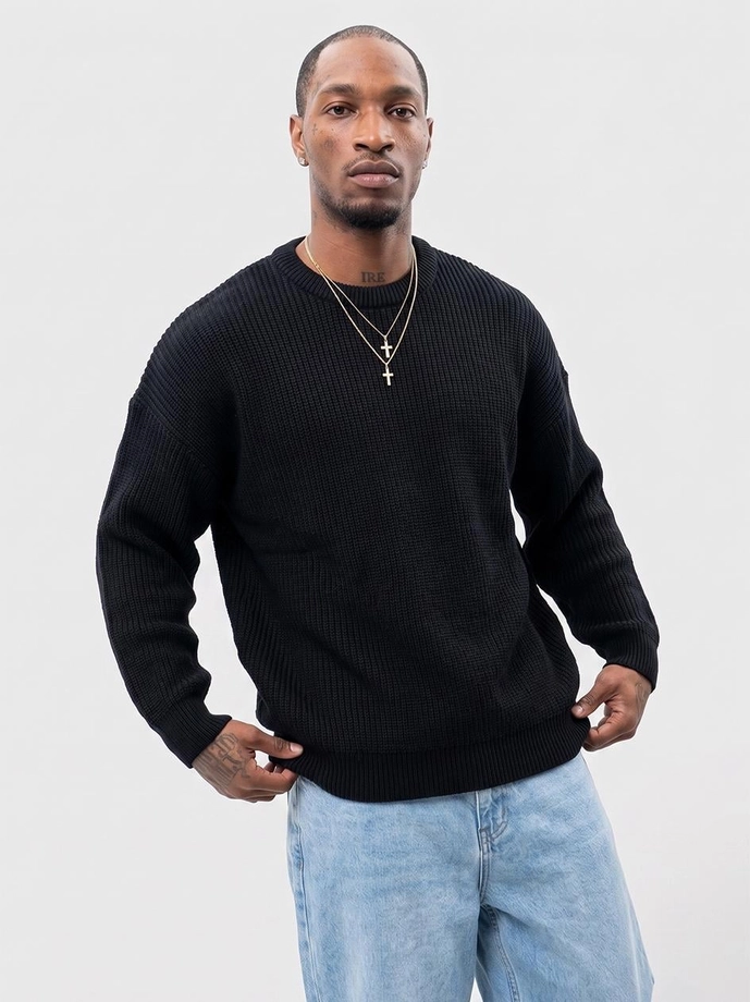 Sweter męski oversize Jigga Wear czarny