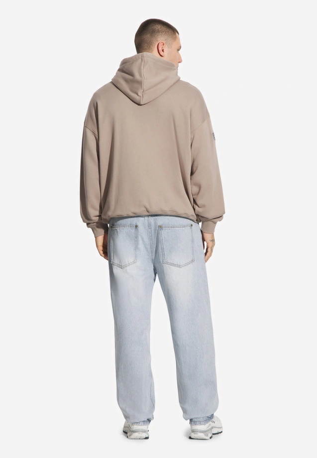 Bluza męska z kapturem oversize Prosto Football Fan beżowa