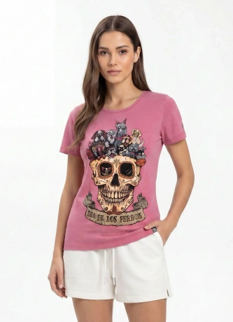 Koszulka t-shirt damska Pit Bull Dia De Los Perros różowa
