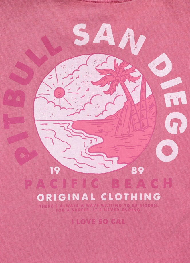 Koszulka damska T-shirt Pit Bull Planet Surf sprany różowy