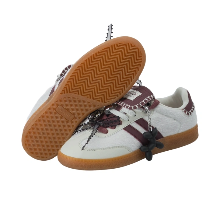 Buty sneakersy damskie Olavoga Anaty kremowo/bordowe