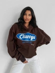 Bluza damska oversize z kapturem Olavoga Autumn Muse brązowa