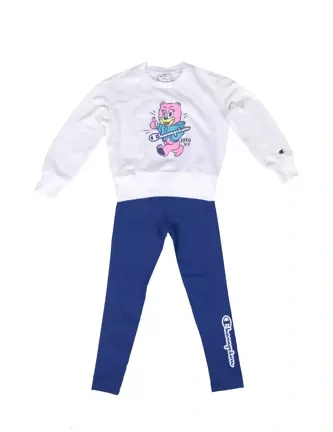 Komplet dresowy Champion Junior Bear crewneck biały
