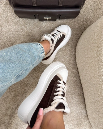Buty sneakersy damskie Olavoga Luul brązowe